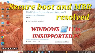 Windows 11 secure boot problem Secure boot not supported  windows 11 in mbr [upl. by Arekahs]