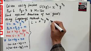 Utility Maximization using Lagrange Method utility optimization lagrange utility [upl. by Yelehsa620]