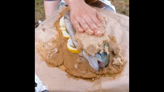 Outdoor Cooking Fish in primitive salt cocoon 🐟 [upl. by Nojram]