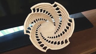 Fretwork scrollsaw bowl Cutting process and final result [upl. by Sabina690]