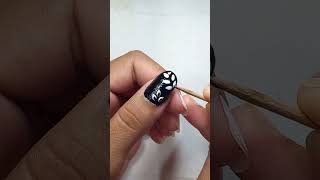 Simple Toothpick Nail art design 💅💅🖤🤍 [upl. by Shauna]