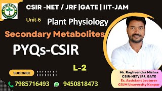 PYQs  Secondary Metabolites  Plant Physiology csirnetlifesciences genesisinstitute [upl. by Kore]