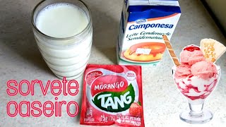 faça 3 litros de sorvete com apenas 1 pacote de suco tang  sorvete econômico  receitas simples [upl. by Recor]