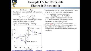 Electrochem Eng L0408 CV for reversible electrode reaction [upl. by Ivel607]