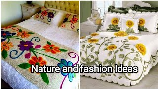 Simple hand embroidery bed sheet Ideas 💙Stylish bed sheet Ideas new [upl. by Ethelinda]