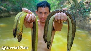 Cooking Yummy Eels Recipe In Forest  Steamed Eels Recipe [upl. by Hattie]