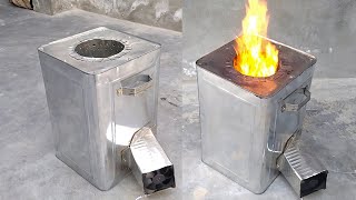 How to make a smokeless wood stove from an old iron box [upl. by Sacksen477]