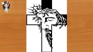 Crucifixion of Jesus drawing easy  Easter drawing  Jesus shadow drawing  How to draw Jesus [upl. by Sidhu]