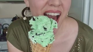 SassEsnacks ASMR Mint N Chip Ice Cream Cone  Eating Sounds [upl. by Kacy]