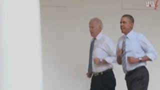 Barack Obama and Joe Biden run round the White House [upl. by Elocan953]