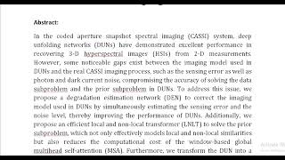 Degradation Estimation Recurrent Neural Network With Local and Non Local Priors for Compressive Spec [upl. by Bettine]