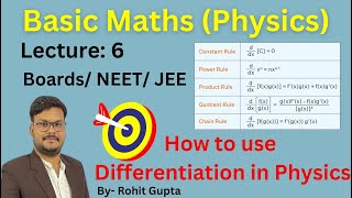 Basic Maths  Class 11th Physics  CBSE BOARD  06 differentiation by Rohit gupta [upl. by Eseeryt891]