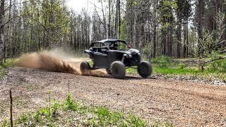 Maverick X3 Turbo goes 90 mph down Forest Trails [upl. by Ynohtna]