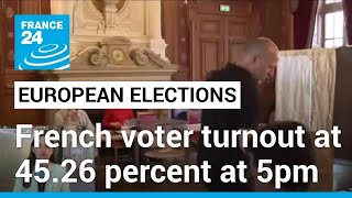 2024 European elections French voter turnout at 4526 percent as of 5pm • FRANCE 24 English [upl. by Maxa]