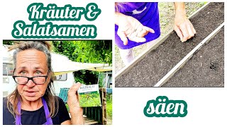 wohnen auf dem Campingplatz Garten  Video 04 Kräuter amp Salat säen  Weiterentwicklung meiner Samen [upl. by Krock]