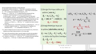 Exercice transformation thermique  énergie thermique 1Bac SM [upl. by Gwenore]