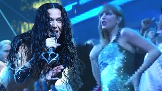 Taylor Swift ROCKS OUT to Former Rival Katy Perrys VMAs Performance [upl. by Herries]