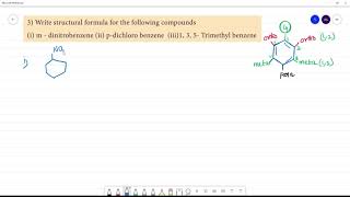 Write structural formula for the following compoundsi m  dinitrobenzene ii pdichloro benzene [upl. by Stanwin]