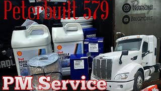 Peterbuilt 579 Paccar MX13 Routine Preventative Maintenance PM Oil amp Fuel Filter Change [upl. by Suu]