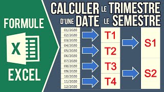 EXCEL  CALCULER LE TRIMESTRE ET LE SEMESTRE À PARTIR DUNE DATE [upl. by Popele]