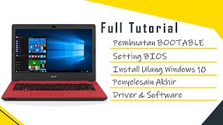CARA INSTAL ULANG WINDOWS 10 LAPTOP ACER ES 14  420421431432 [upl. by Velleman254]