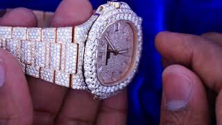 Patek Philippe Rose Gold Watch 2450 Diamonds Iced With Baguette Dial Flower Setting [upl. by Gass854]