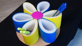 DIY  Pen Stand From Waste Material  Pen Stand Making  Pencil Holder [upl. by Attegroeg]