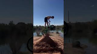 Jumpin bikes at pond😜fypシ゚viral fyp bikes bikestunt country summer daredevil stunt shorts [upl. by Dahij948]