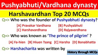 Harshavardhana objective questions Harshavardhana MCQVardhana dynasty MCQ Pushyabhuti dynasty MCQ [upl. by Ashlie]