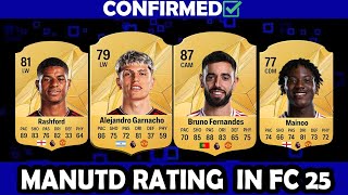 ✅ Manchester United Players Confirmed FC 25 Rating [upl. by Anauj571]