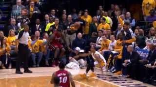 LeBron James falls into Shaqs lap [upl. by Areek]