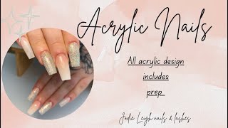 Acrylic nails  all acrylic design  Inc prep [upl. by Symon]