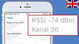 iPhone WLAN Signal strength dBm BSSID channel RSSI channels WiFi scan 5 GHz Apple iPad MAC [upl. by Ynnattirb]