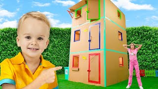 Giant Cardboard House  Funny Kids Adventures [upl. by Boycie]