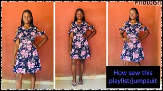 How to cut sew a circular playsuit and jumpsuit viralvideo fashion [upl. by Wolfie]