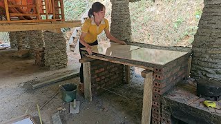 How to make a cutting table 2024  use Cement Sand Bricks to make Trieu Thi Hay [upl. by Towill]