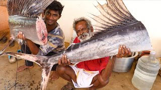 TEAK LEAF FISH Fry prepared by my daddy Arumugam  Village food factory [upl. by Hsima875]