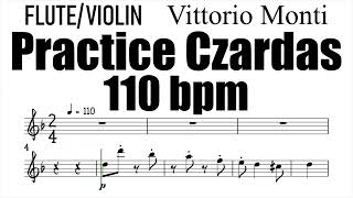 Czardas Allegro Part 110 bpm Flute Violin Sheet Music Backing Track Play Along Partitura [upl. by Adnahsar]