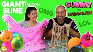 MAKING SLIME WITH GIANT BALLOONS GUMMY Slime vs CHOCOLATE SlimeTutorial SLIME gigante con globos [upl. by Delphinia]