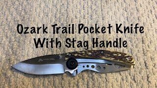 Ozark Trail Pocket Knife with Stag handlethelefthandedshooter99 [upl. by Ymaj]