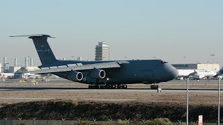 US Air Force Lockheed C5 Galaxy quotDoverquot 50005 Landing at LAX [upl. by Limay236]