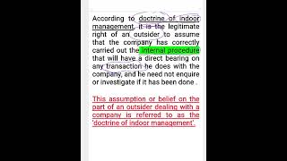 Doctrine of Indoor Management [upl. by Dnomyar]