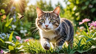 Cats Crazy Chase After Mosquitoes 🦟 cat mosquitoes virlvideo cute kitten animals [upl. by Sewole]