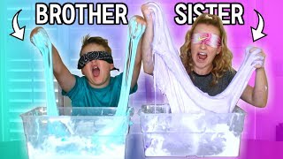 GIANT BLINDFOLDED SLIME CHALLENGE BROTHER VS SISTER [upl. by Wren]