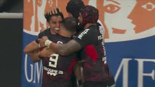 TOP 14  Essai de Ange CAPUOZZO 2 ST  Stade Toulousain  RC Toulon [upl. by Osnofedli]