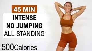 45 Min Intense No Jumping All Standing HIIT  Burn 500 CaloriesNo Repeat Fat BurnLow ImpactSweaty [upl. by Chow]