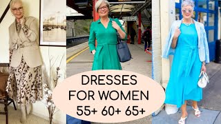 DRESSES SUITABLE FOR WOMEN 55 60 65 IN WHICH YOU WILL LOOK YOUNGER MODERN MODELS TRENDS 2025 [upl. by Derfiniw]