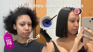 alisando meu cabelo sozinha em casa  porque alisei [upl. by Annavahs]