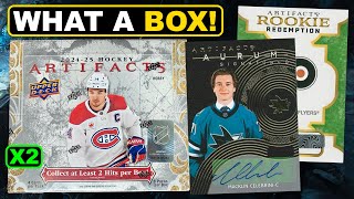 MACKLIN CELEBRINI FIRST NHL RPAS Opening 2 Boxes of 202425 Upper Deck Artifacts Hockey Hobby [upl. by Nosidda]