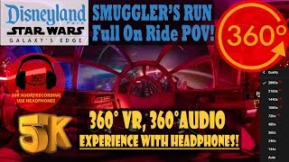 Star Wars Millennium Falcon Smugglers Run FULL 360 VR POV  Galaxys Edge 5K 360°  360° Audio [upl. by Arikahs]